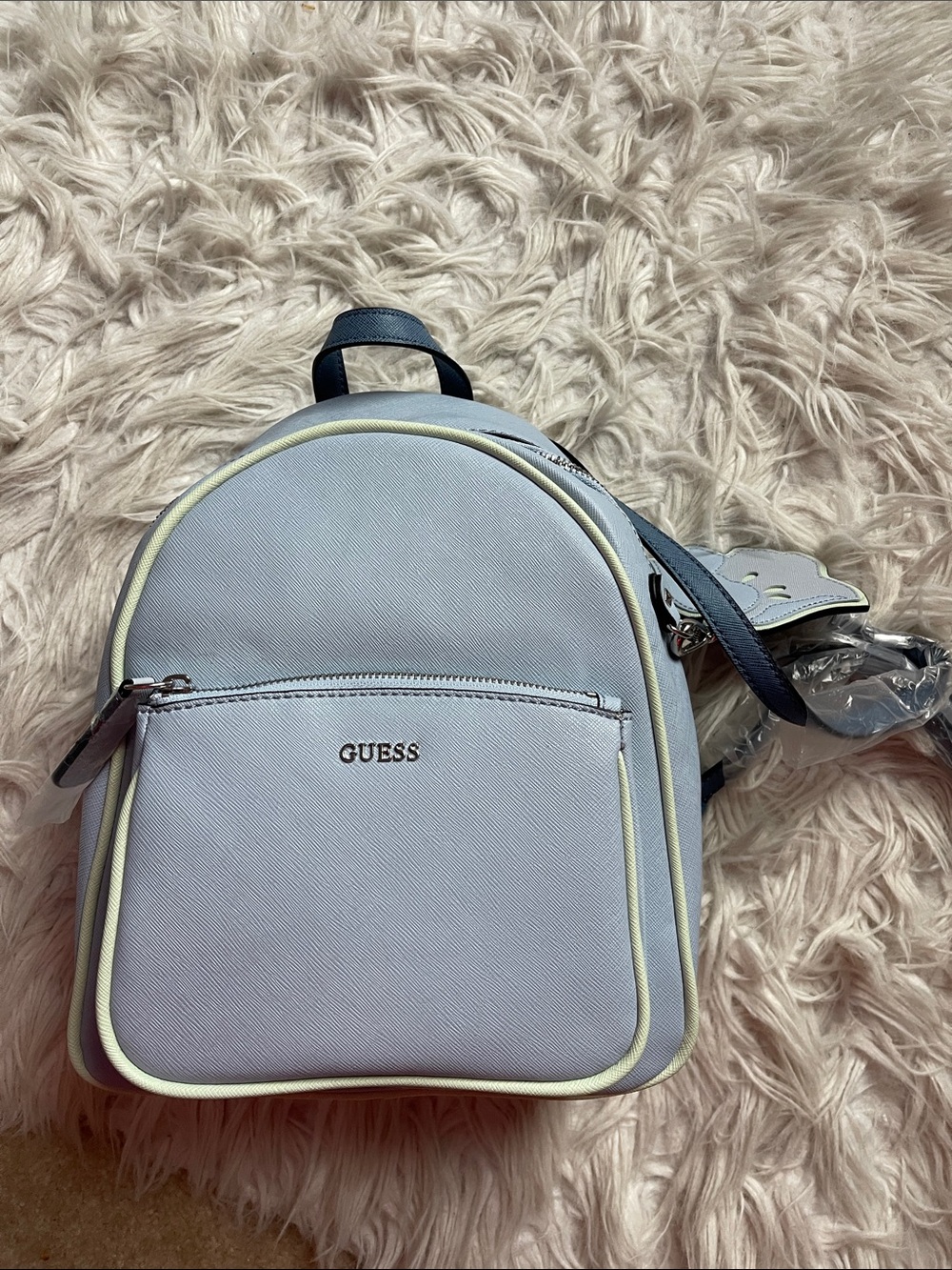 GUESS Light Blue and Cream Mini Backpack